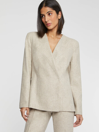 Double-breasted wool jacket - Sand