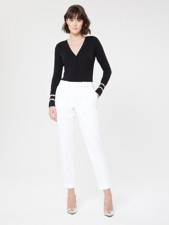 Cardigan en mérinos - Noir / blanc casse