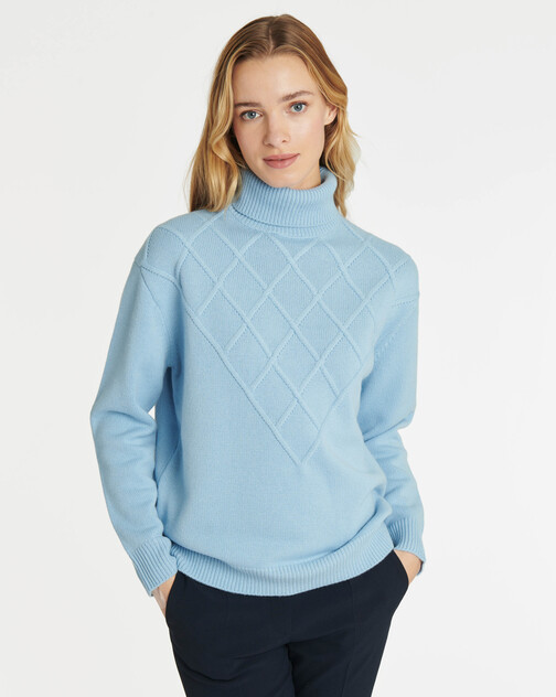 Pull col roulé en laine et cachemire