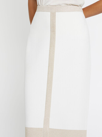 Lurex- and Milan-knit pencil skirt - Off white