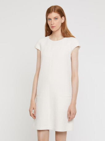 Mini-robe trapèze en tweed - Blanc casse