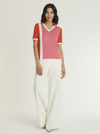 KNITTED SWEATER - Pink / orange