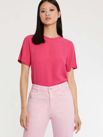 Haut en crêpe envers satin - Rose shocking