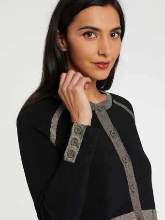 Lurex- and Milano-knit cardigan - Noir