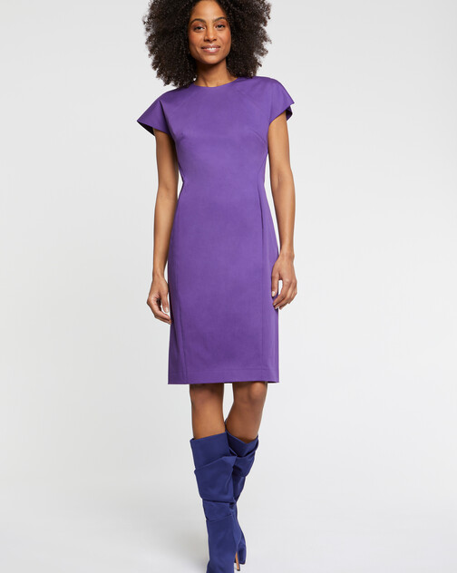 Robe droite mi-longue en gabardine de coton