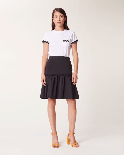 Stretch-satin poplin skirt