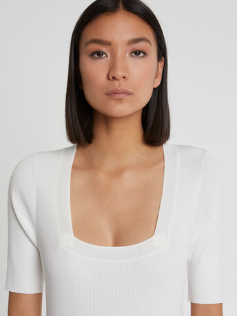 Robe patineuse en maille ajourée - Blanc casse