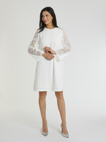 Robe en crêpe envers satin - Blanc casse