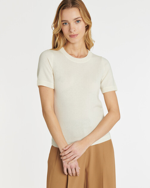 Pull à manches courtes en laine et cachemire