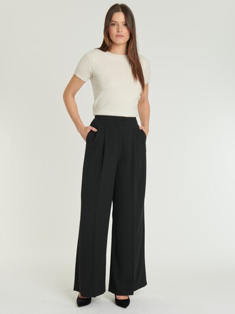 Pantalon large en crêpe envers satin - Noir