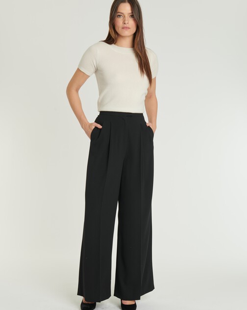 Pantalon large en crêpe envers satin