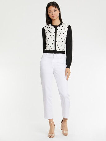 KNITTED CARDIGAN - White / black