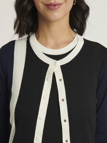 KNITTED CARDIGAN - Black / aqua