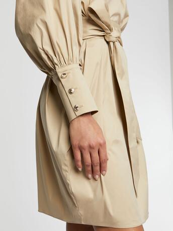 Robe courte à nœuds en popeline de coton - Bronze