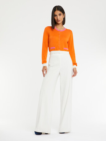 Cardigan en soie mélangée - Mandarine/ bubble gum