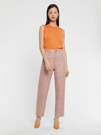 Pantalon carotte en tweed - multicolore