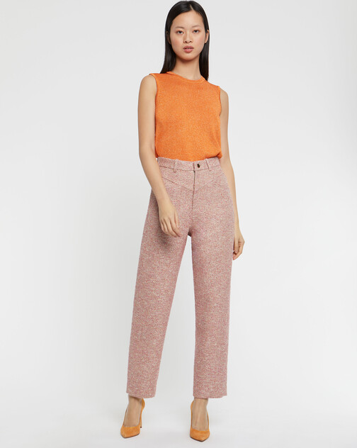 Pantalon carotte en tweed