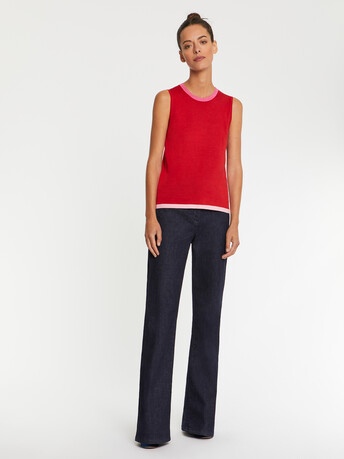 Pull sans manche en soie - Hibiscus/ bubble gum