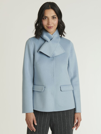 Manteau court double face en laine et cachemire - Glacier