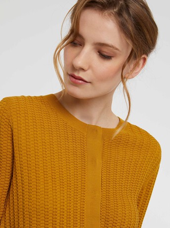 Cardigan en soie à points fantaisie - Ocre