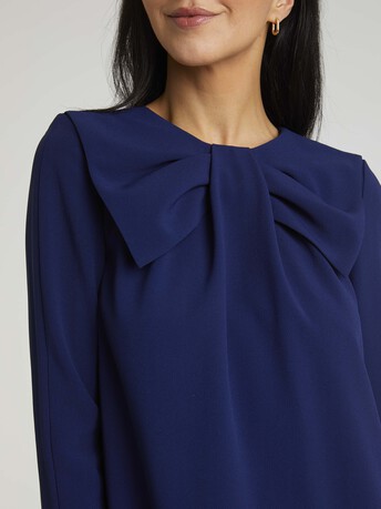 Robe courte en crêpe envers satin - Indigo