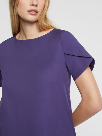 Robe courte trapèze en popeline de coton - Raisin