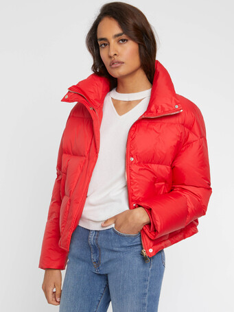 Quilted down jacket with collar - Hibiscus