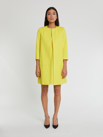 Manteau mi-long en jacquard plumetis - Soleil