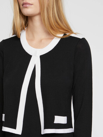 Robe courte en laine mérinos - Noir / blanc casse