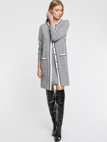 Robe pull en laine et cachemire - Gris / blanc casse