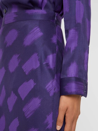 Jupe mi-longue en viscose imprimé tacheté - Indigo / cassis