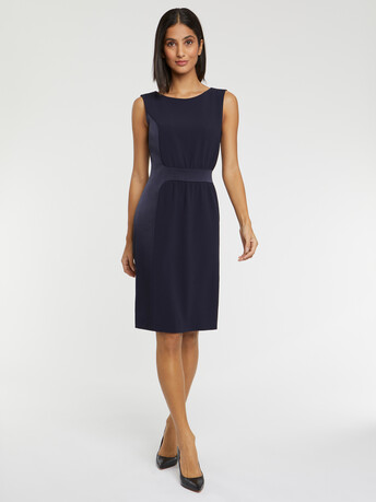 Short crepe shift dress - Navy blue