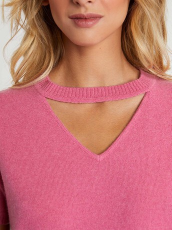 Pull manches courtes en cachemire - Bubble gum