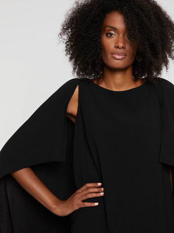 Robe cape en crêpe envers satin - Noir