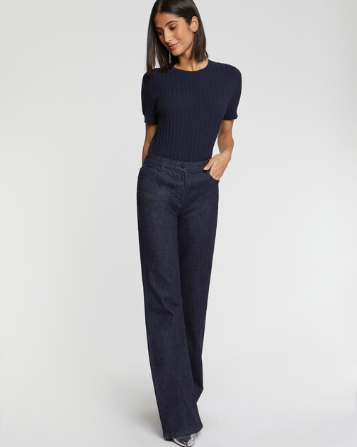 Pull manches courtes en point fantaisie