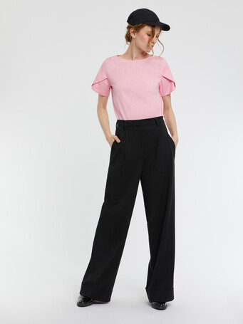 Top manches courtes en popeline de coton - Candy pink