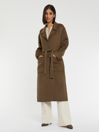Manteau long en laine et cachemire - Kaki