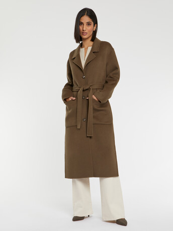 Manteau long en laine et cachemire - Kaki