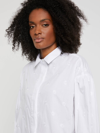 Chemise brodée en popeline de coton - Blanc