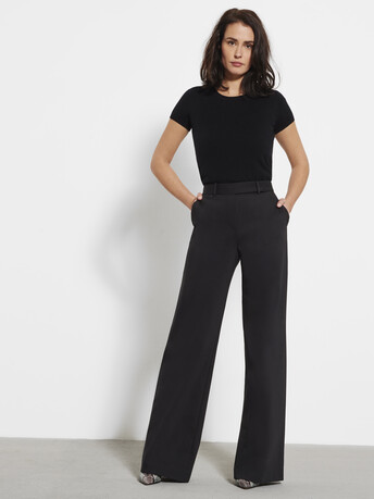 Pantalon en tricotine de coton stretch - Noir