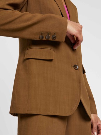 Veste de tailleur cintrée en toile de viscose - Havane