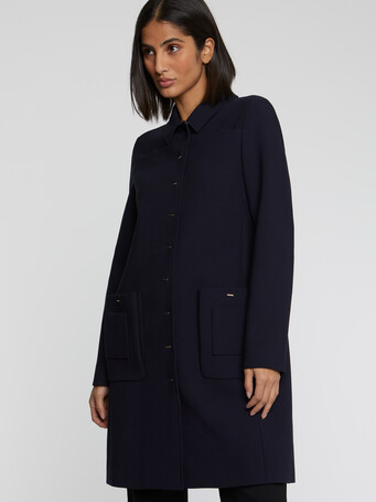 Manteau mi-long à poches - Marine