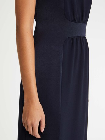 Robe longue de cérémonie en crêpe de satin - Marine