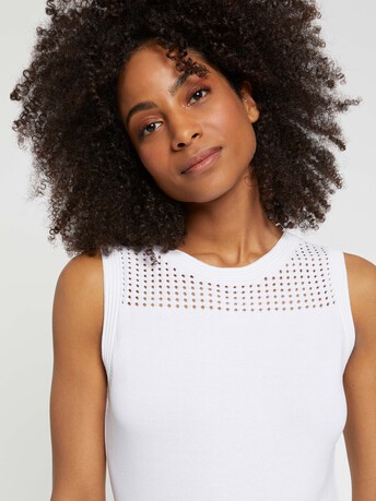 Robe patineuse en maille ajourée - Blanc casse