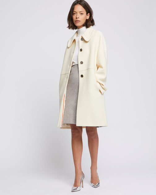 Embossed wool coat with Peter Pan collar