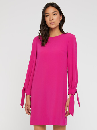 Robe droite à nœuds en crêpe envers satin - Fuchsia