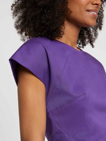 Robe droite mi-longue en gabardine de coton - Cassis