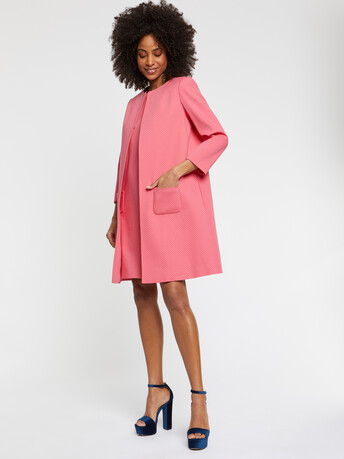 Mid-length swiss-dot jacquard coat - Pink