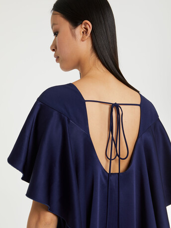 Robe courte en crêpe envers satin - Indigo