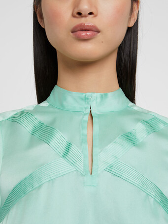 Silk top with high collar - Menthe